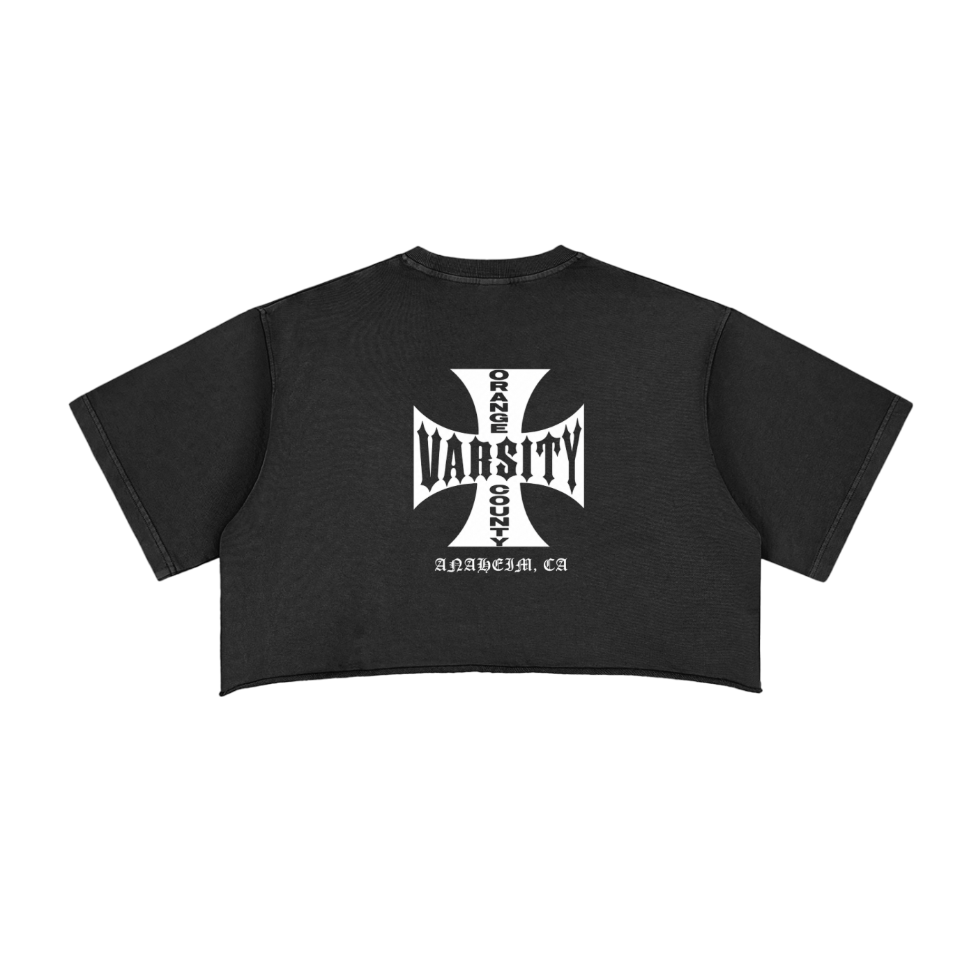 OC Varsity Chopper- adult women Snow Washed Raw Edge Crop Top