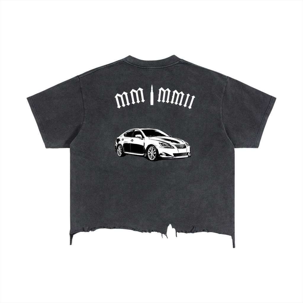 “Lexus”-Vintage Wash Boxy Distressed Hem T-Shirt unisex adult
