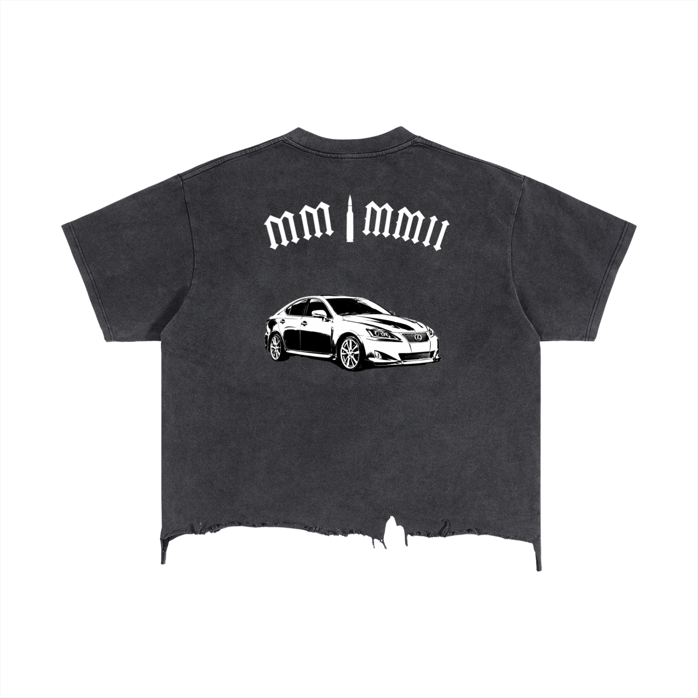 “Lexus”-Vintage Wash Boxy Distressed Hem T-Shirt unisex adult